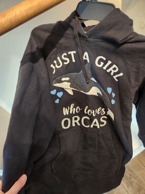 Just a Girl Who Loves Orcas Black Graphic Hoodie